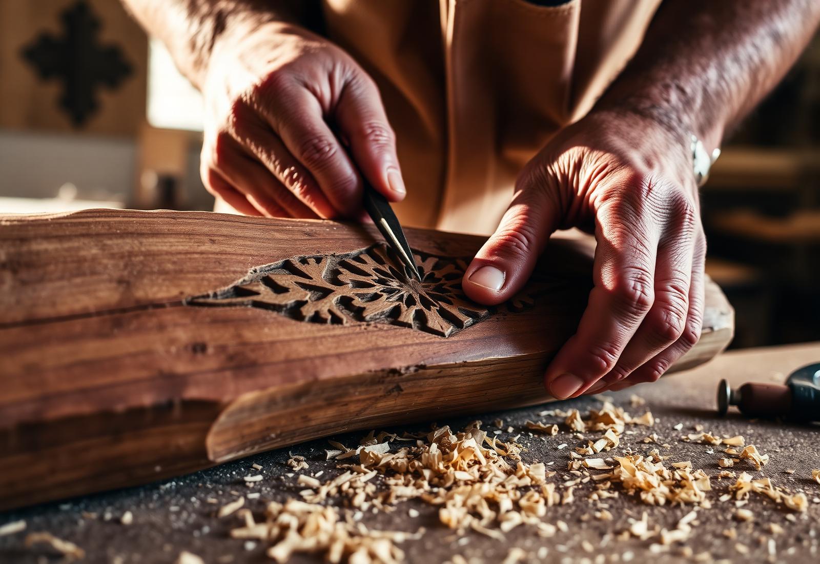 Artisan carving wood